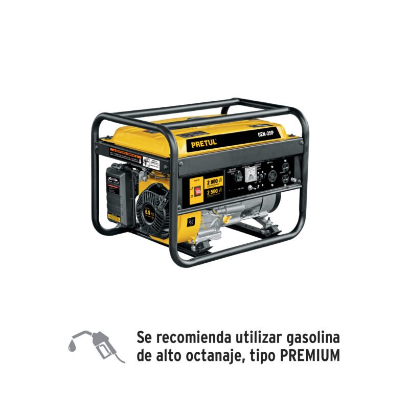 GEN-25P.jpg Código: 26034 Generador portátil 2.5 kW motor a gasolina, PRETUL GEN-25P