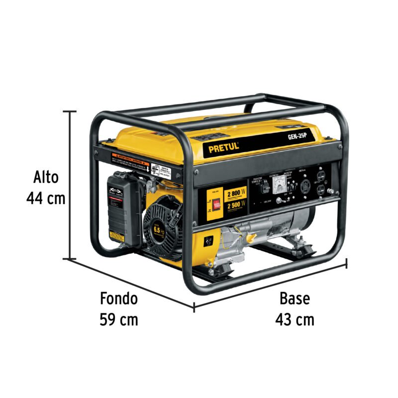 GEN-25PFC2.jpg Código: 26034 Generador portátil 2.5 kW motor a gasolina, PRETUL GEN-25P