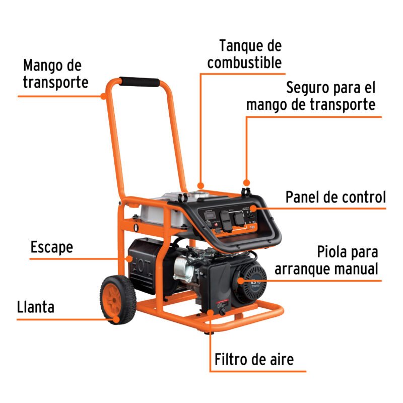 GEN-25XFC1.jpg Código: 15342 Generador portátil 2.5 kW motor a gasolina, TRUPER GEN-25X