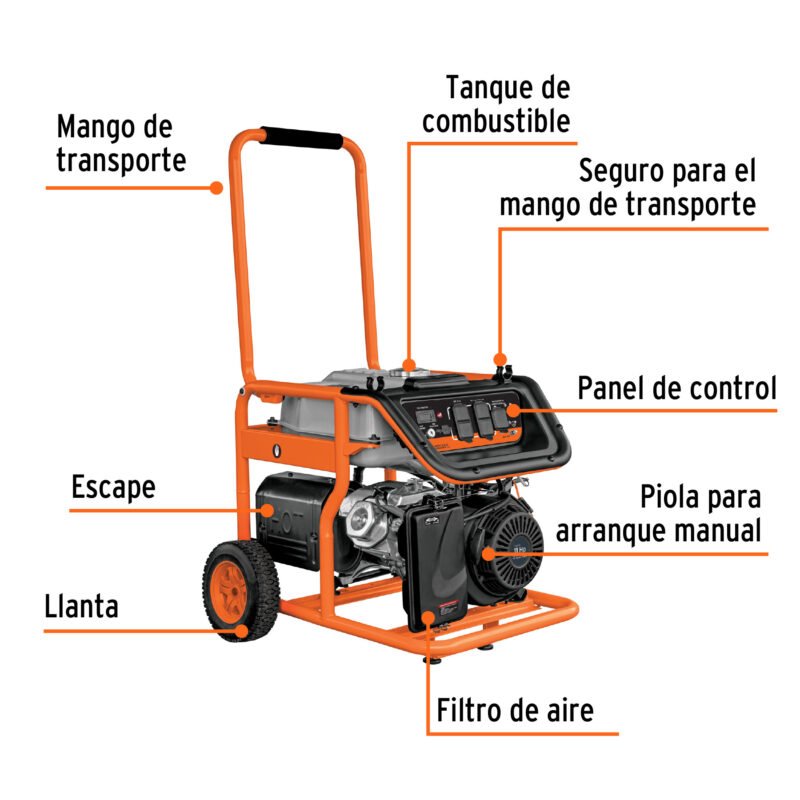 GEN-45XFC1.jpg Código: 15343 Generador portátil 4.5 kW motor a gasolina, TRUPER GEN-45X