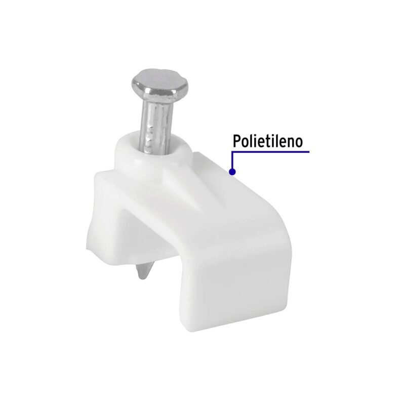 GPL-10BGFC1.jpg Código: 43046 Bolsa con 500 grapas blancas de 6 x 9.5 mm para cable plano GPL-10BG