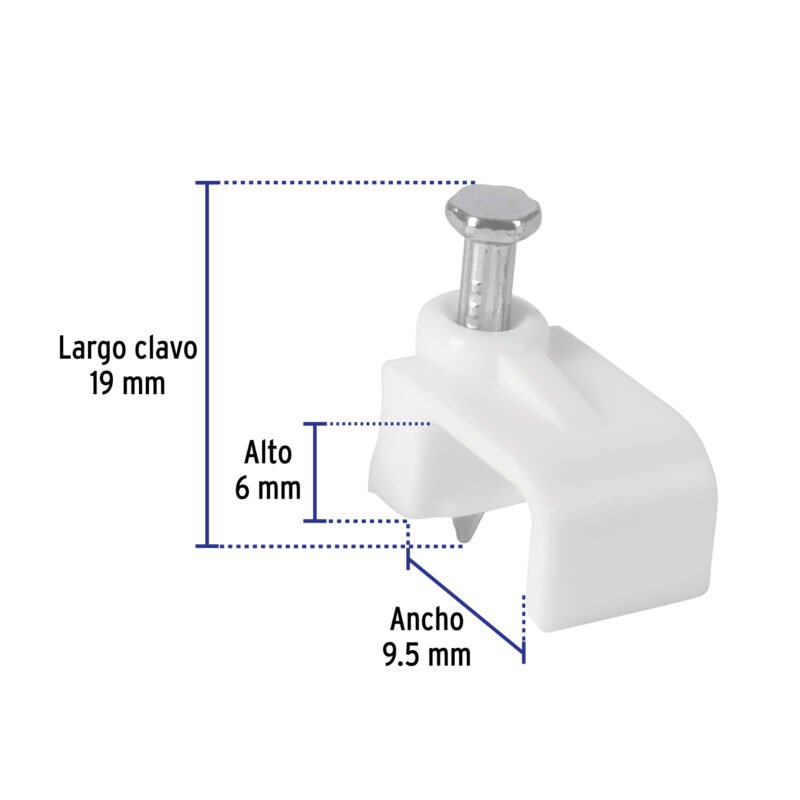 GPL-10BGFC2.jpg Código: 43046 Bolsa con 500 grapas blancas de 6 x 9.5 mm para cable plano GPL-10BG