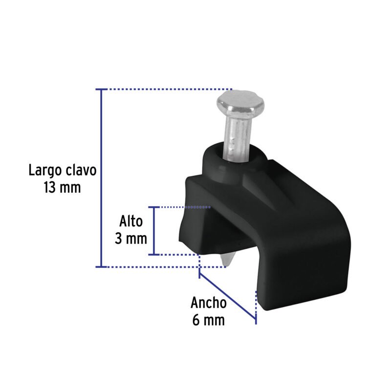 GPL-5NFC2.jpg Código: 48033 Bolsa con 20 grapas negras de 3 x 6 mm para cable plano GPL-5N
