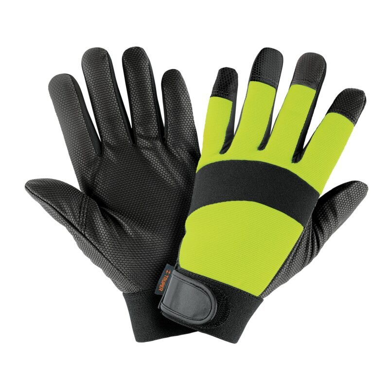 GU-645.jpg Código: 13194 Guantes mecánico, alta visibilidad, palma poliuretano, verde GU-645