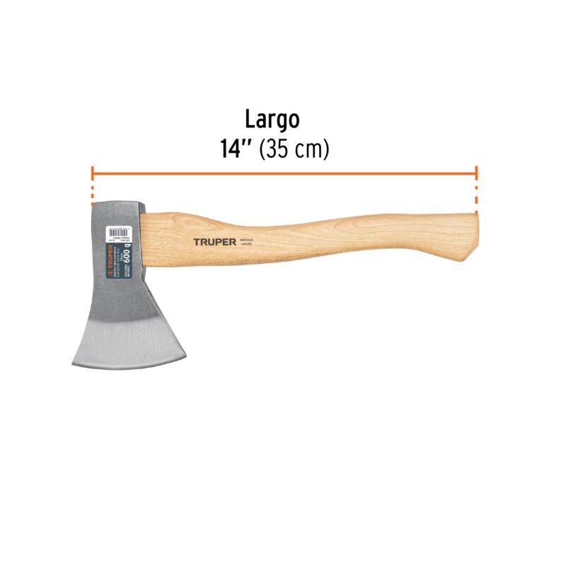 HE-600FC2.jpg Código: 14954 Hacha europea, 600 g, mango hickory 14', Truper HE-600