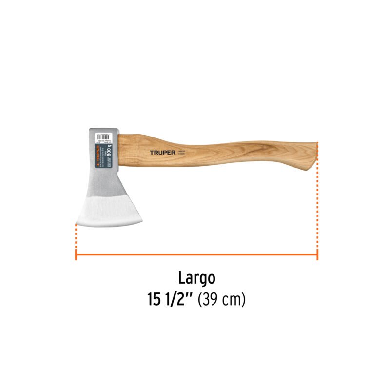 Código: 100494 Hacha europea, 800 g, mango hickory 15', Truper HE-800
