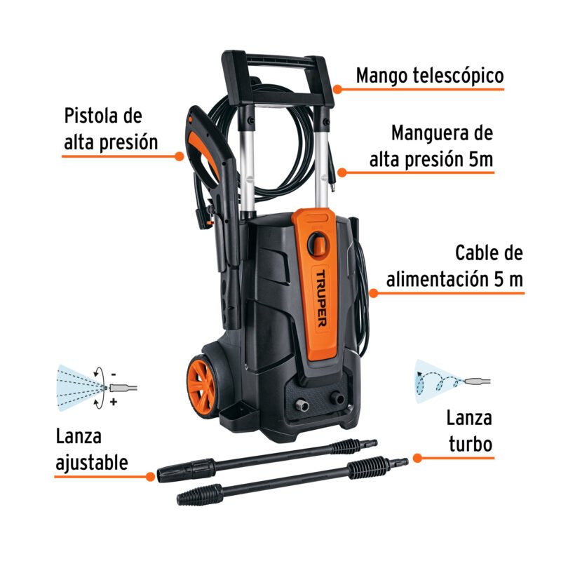 HILA-2000FC1.jpg Código: 101595 Hidrolavadora eléctrica 2000 PSI, Truper HILA-2000