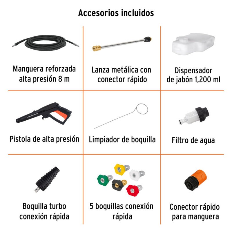HILA-2000XFC2.jpg Código: 102111 Hidrolavadora eléctrica,2000 PSI, motor de inducción, Expert HILA-2000X