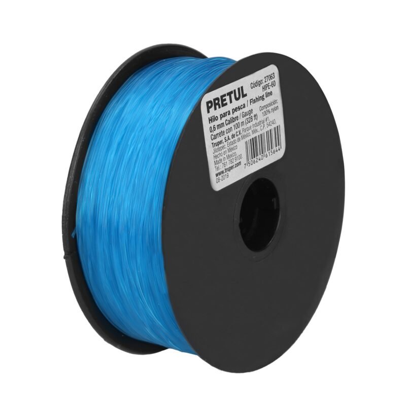 HIPE-60.jpg Código: 27063 Carrete con 100 m de hilo para pesca azul calibre 0.60 mm HIPE-60