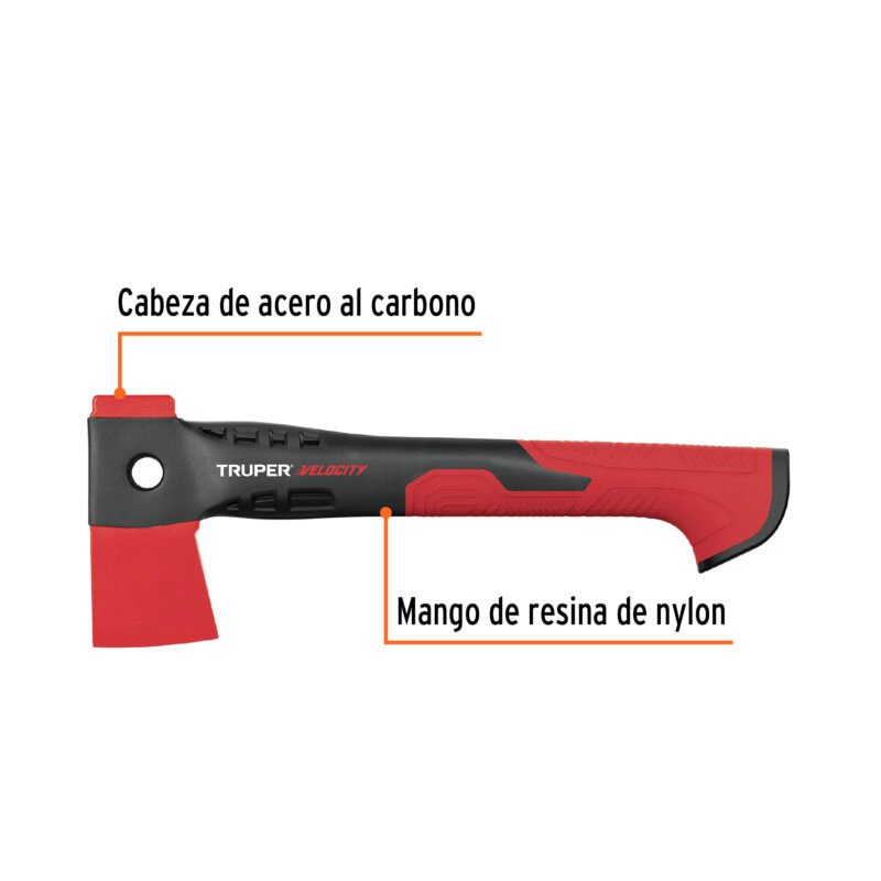 HVE-1FC1.jpg Código: 100175 Hacha cazadora 1 lb mango de nylon de 14', Truper Velocity HVE-1