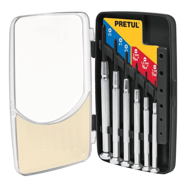 Código: 21382 Juego con 6 desarmadores de precisión mango metálico, Pretul J-DEJ-6P
