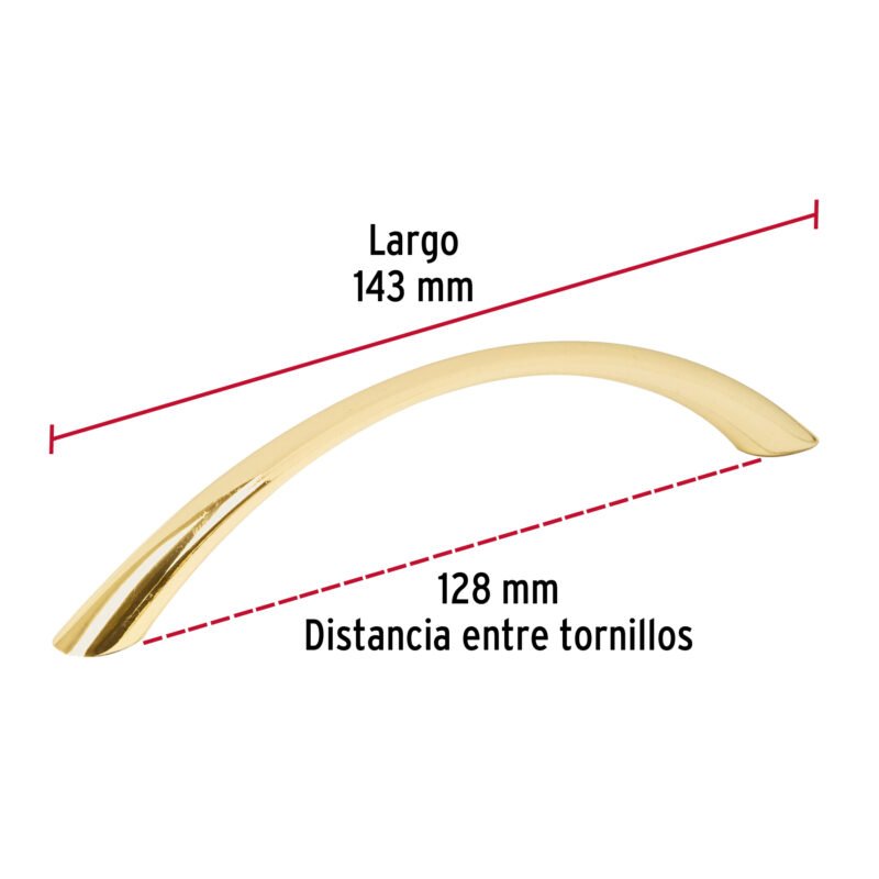 JAL-0222FC2.jpg Código: 43825 Jaladera de 128mm, línea Arco, latón brillante JAL-0222