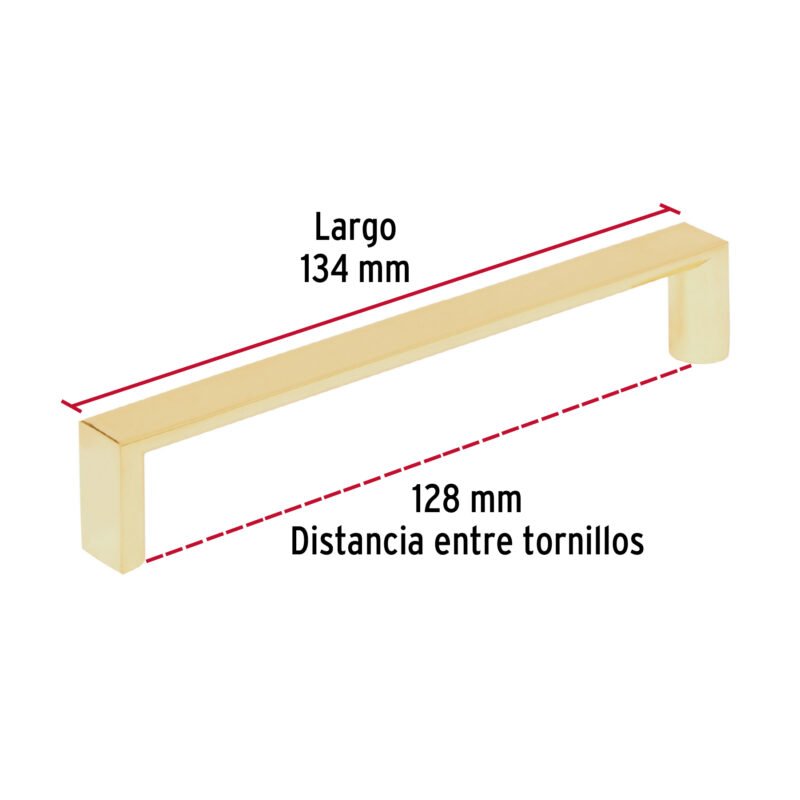 JAL-0922FC2.jpg Código: 43907 Jaladera de 128mm, línea Andamio, latón brillante, HERMEX JAL-0922
