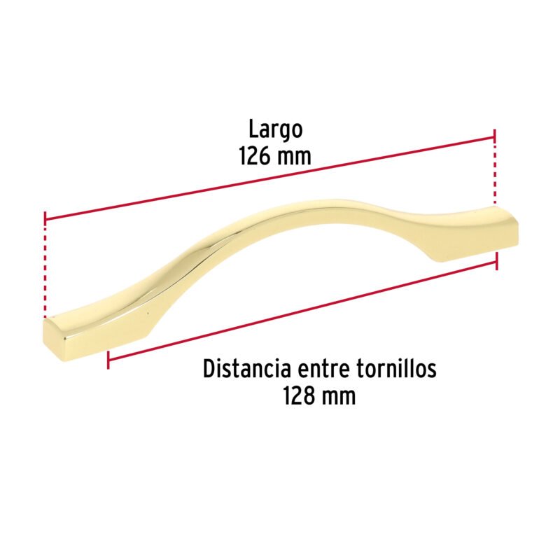 Código: 45805 Jaladera de 96mm, línea Segovia, latón brillante, HERMEX JAL-1521