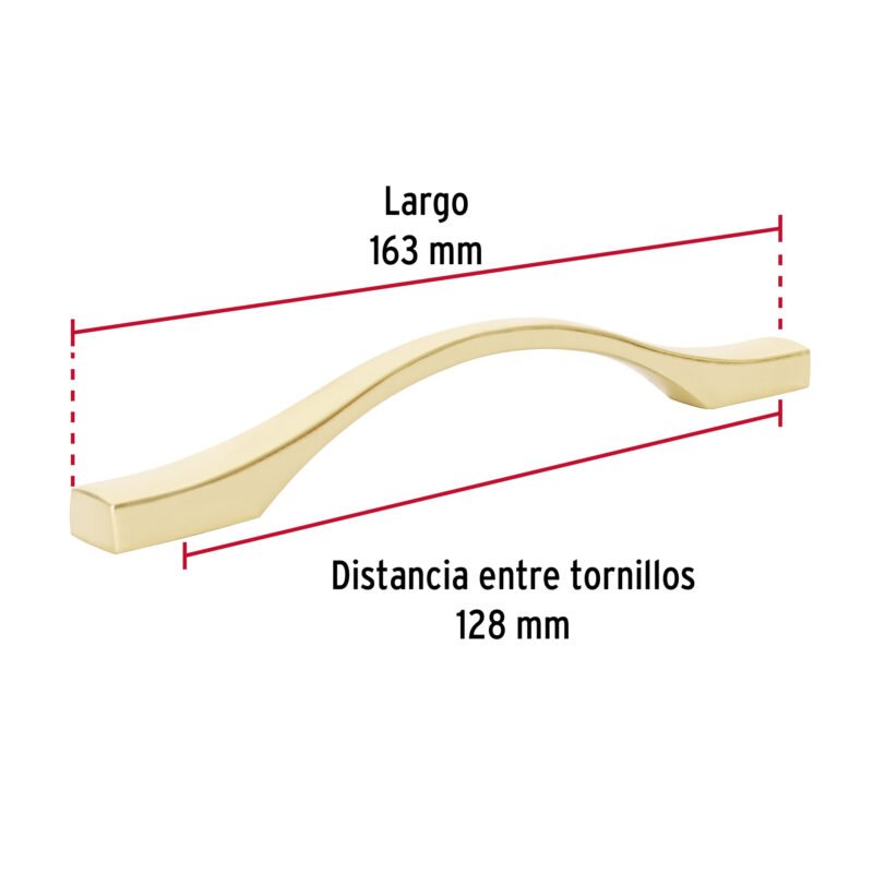 Código: 45808 Jaladera de 128mm, línea Segovia, latón brillante, HERMEX JAL-1522