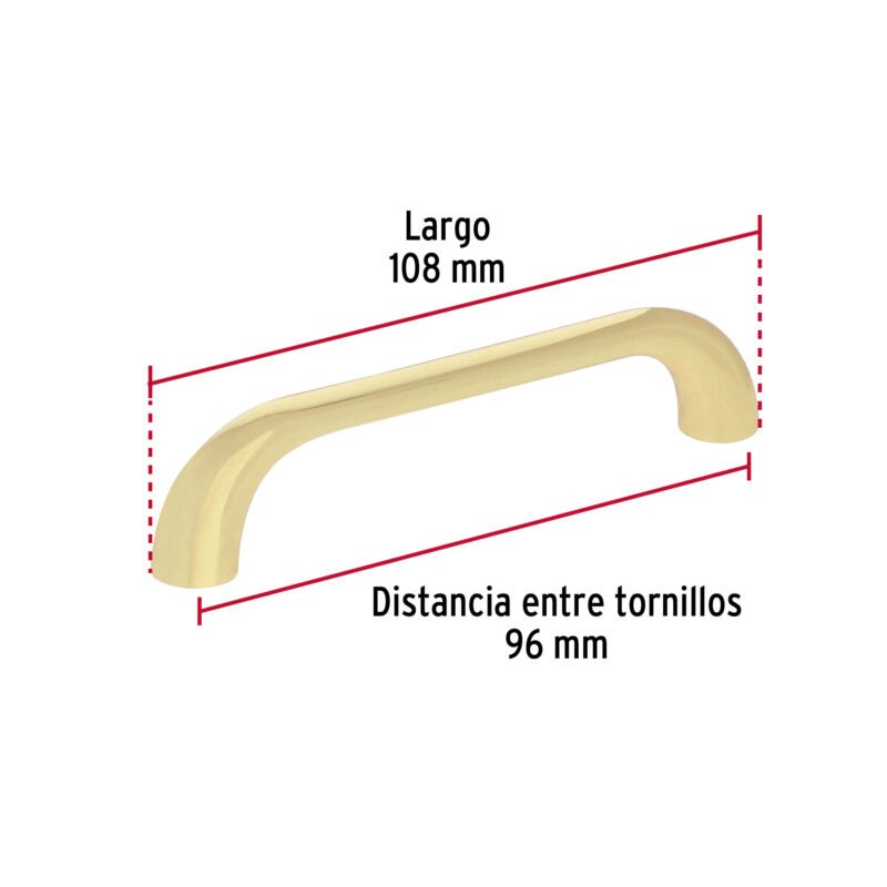 Código: 45811 Jaladera de 96mm, línea Cádiz, latón brillante, HERMEX JAL-1621