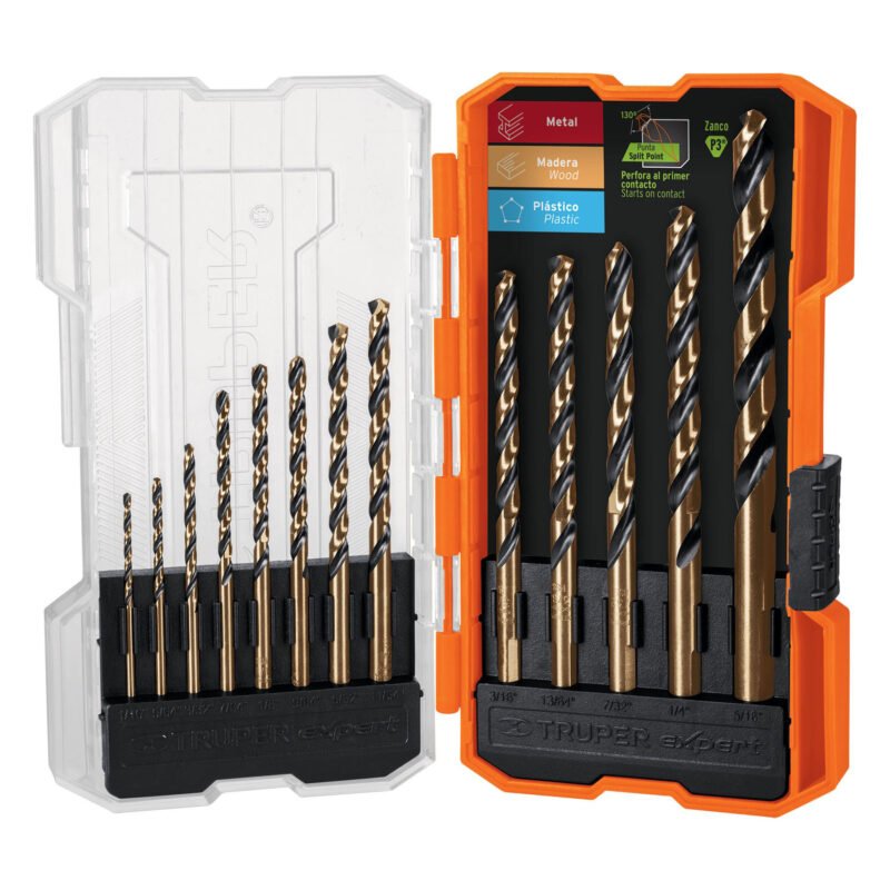 JBAV-13.jpg Código: 11402 Juego de 13 brocas HSS para metal en estuche, Truper Expert JBAV-13