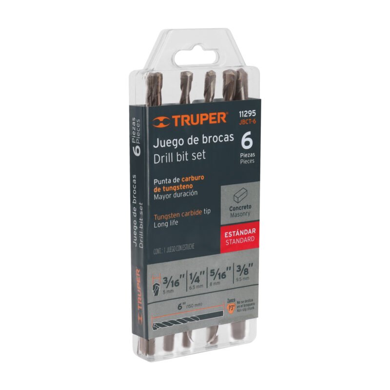 JBCT-6.jpg Código: 11295 Juego de 6 brocas para concreto, TRUPER JBCT-6