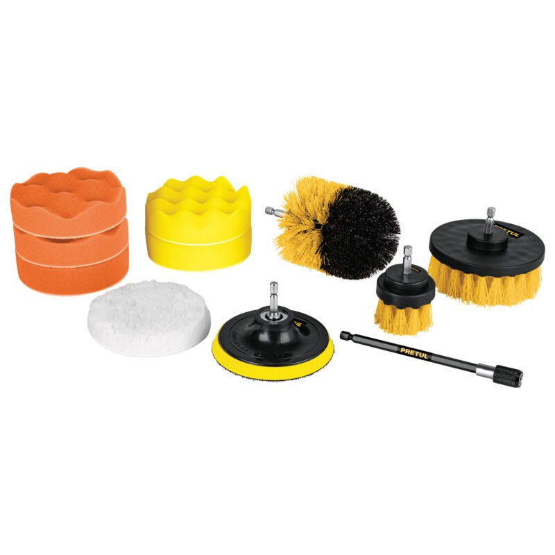 JCE-11P.jpg Código: 27190 Juego 11 accesorios de limpieza y pulido p/taladro, Pretul JCE-11P