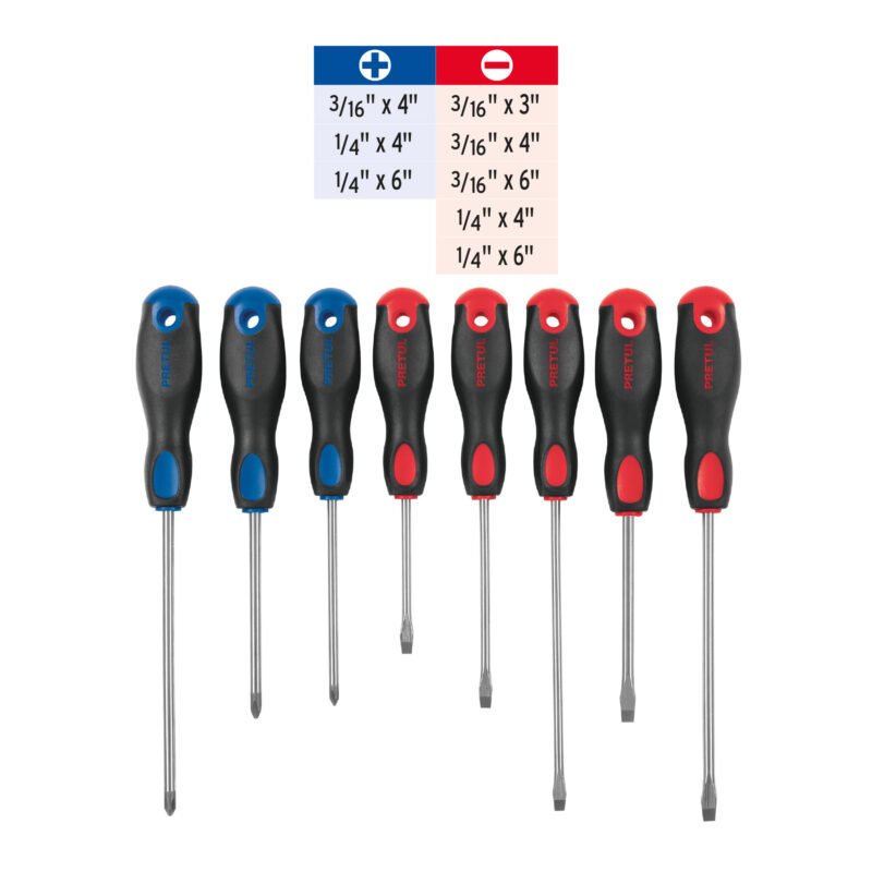 JD-8BPFC2.jpg Código: 20219 Juego de 8 desarmadores mango Comfort Grip, Pretul JD-8BP