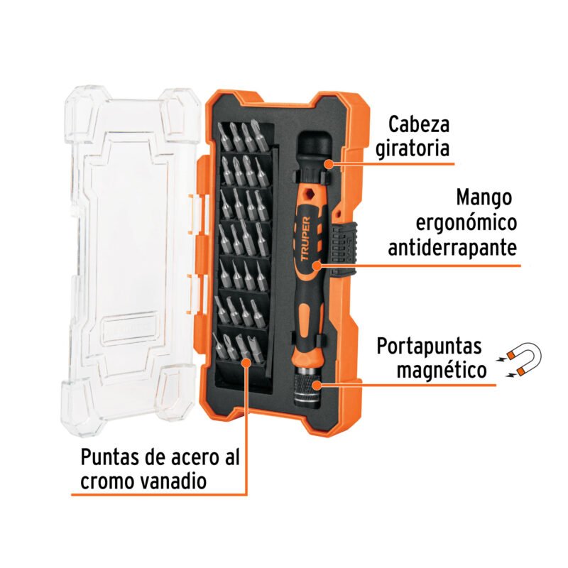 Código: 14160 Desarmador de precisión con 28 puntas intercambiables JOY-29