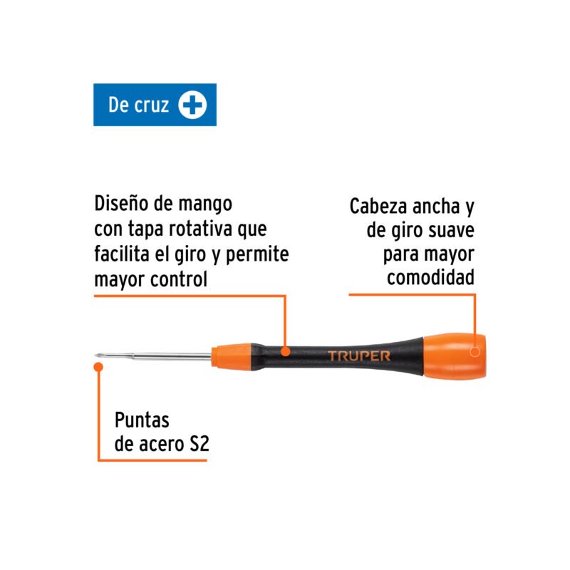 Código: 100668 Desarmador de precisión de cruz PH000 mango ergonómico JOY-C03