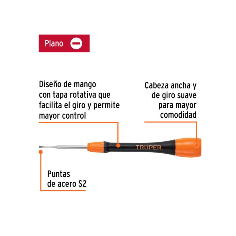 Código: 100667 Desarmador de precisión plano de 1.8 mm mango ergonómico JOY-P18