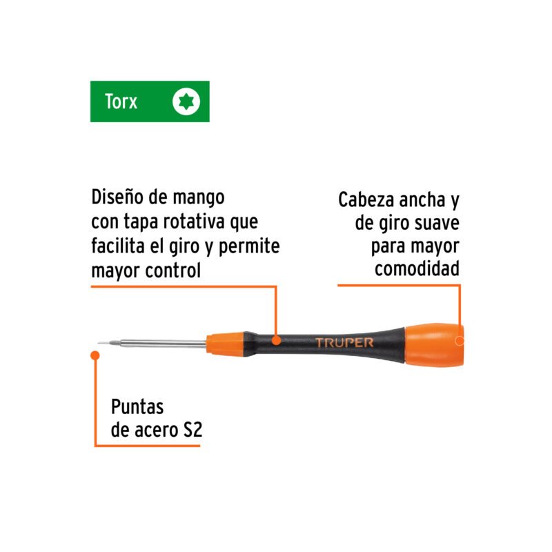 JOY-T5FC1.jpg Código: 100692 Desarmador de precisión punta torx T5 mango ergonómico JOY-T5