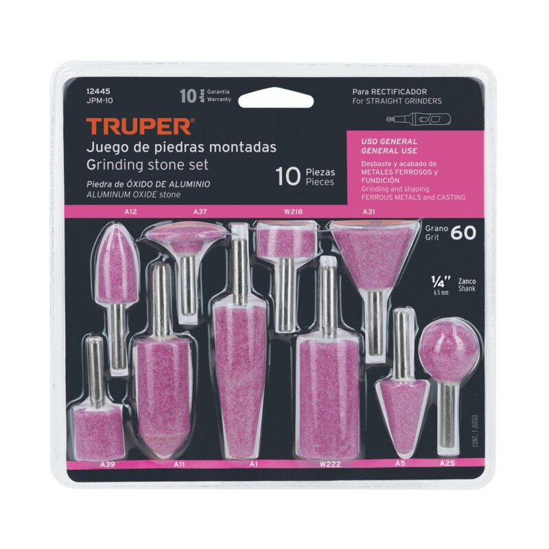 Código: 12445 Juego de 10 piedras montadas zanco 1/4', uso general, Truper JPM-10
