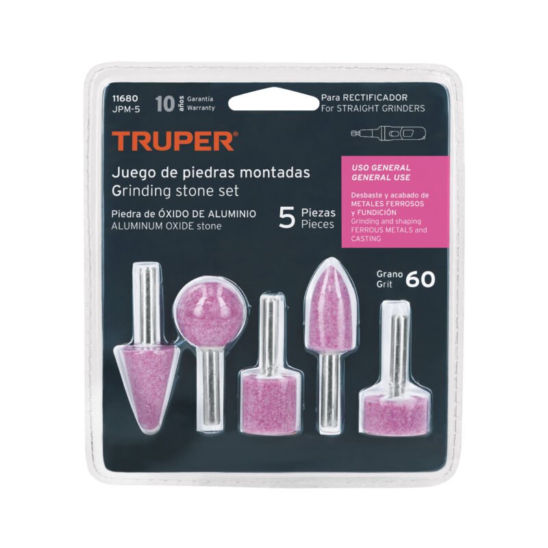 Código: 11680 Juego de 5 piedras montadas zanco 1/4', uso general, Truper JPM-5