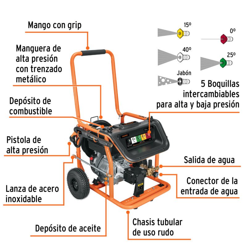 Código: 12910 Hidrolavadora con motor a gasolina, 4000 PSI, Truper LAGAS-4000