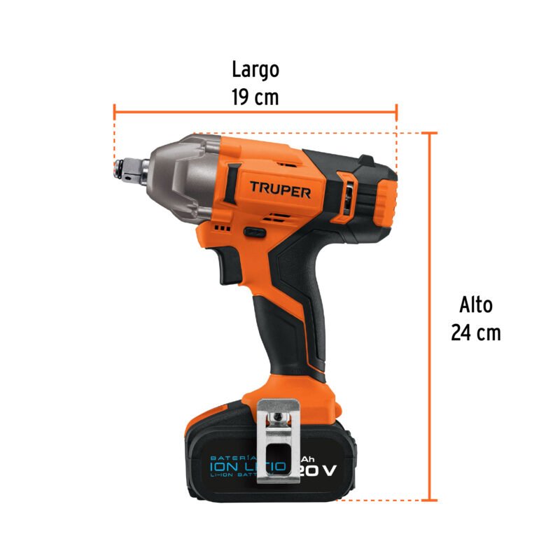 LIMI-20AFC2.jpg Código: 101607 Llave de impacto 1/2', 20V, 133 lb/ft, 1 batería 4Ah, PRO LIMI-20A