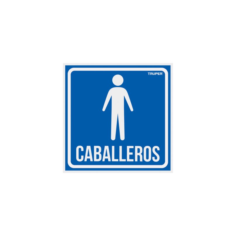 Código: 18474 Letrero de señalización 'CABALLEROS', 19 x 19 cm, Truper LIN-09