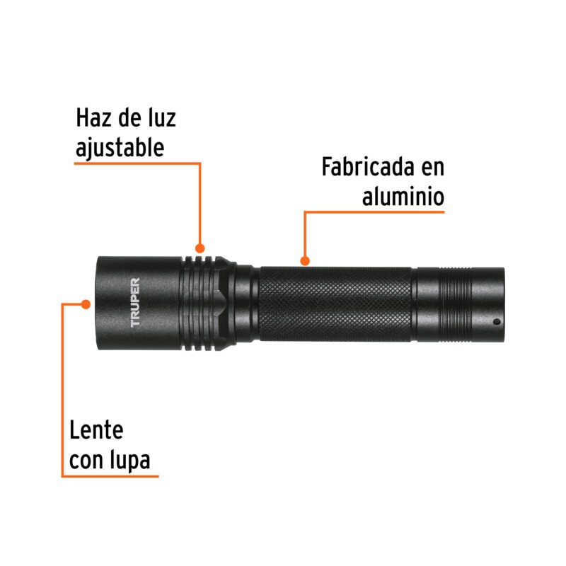 LIRA-130FC1.jpg Código: 101381 Linterna LED recargable, de aluminio, 340 lm, TRUPER LIRA-130