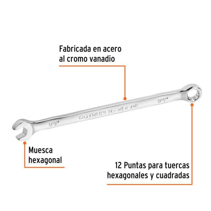 Código: 15590 Llave combinada extralarga 1/4' x 125 mm de largo, Expert LL-2008