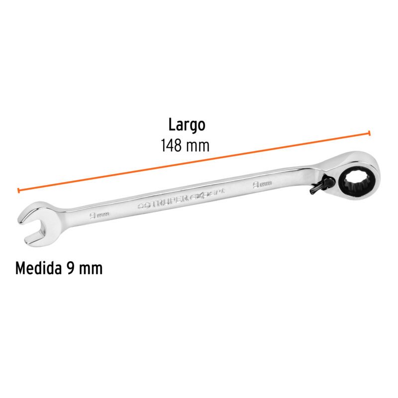 LL-2009MXRFC2.jpg Código: 13662 Llave combinada matraca reversible 9 mmx148 mm largo, Expert LL-2009MXR
