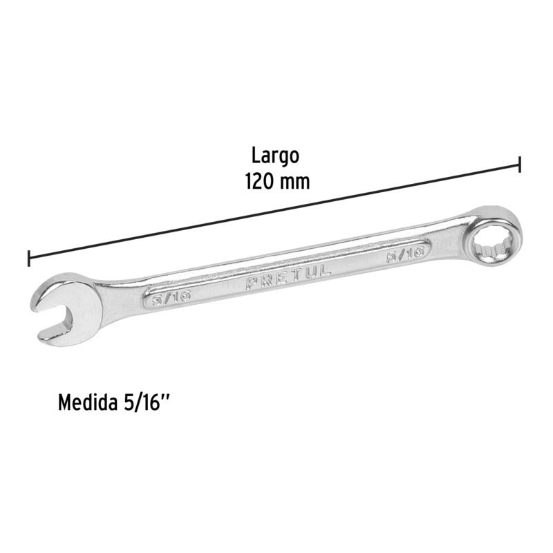 Código: 21881 Llave combinada 5/16' x 120 mm de largo, Pretul LL-2010P