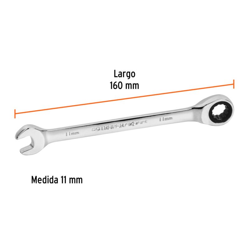 LL-2011MXFC2.jpg Código: 13620 Llave combinada con matraca 11mm x 160 mm largo, Expert LL-2011MX