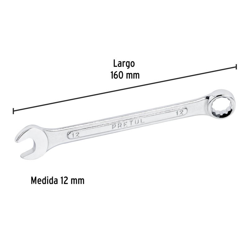 LL-2012MPFC2.jpg Código: 21906 Llave combinada 12 mm x 160 mm de largo, Pretul LL-2012MP
