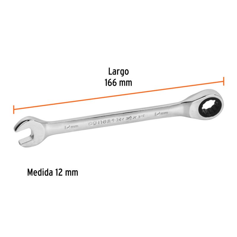 Código: 15744 Llave combinada con matraca 12 mm x 166 mm largo, Expert LL-2012MX