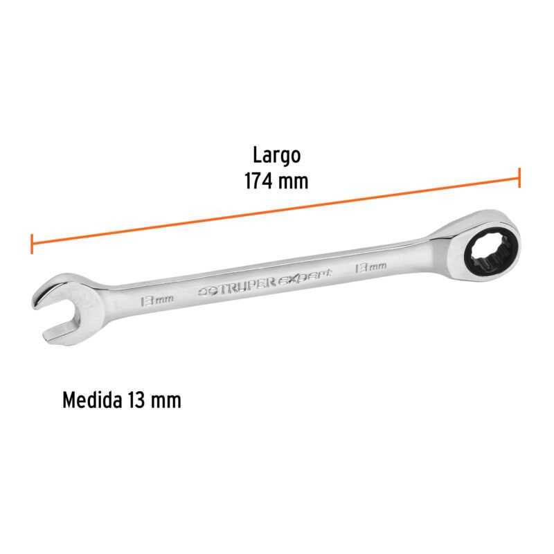 LL-2013MXFC2.jpg Código: 15745 Llave combinada con matraca 13 mm x 174 mm largo, Expert LL-2013MX