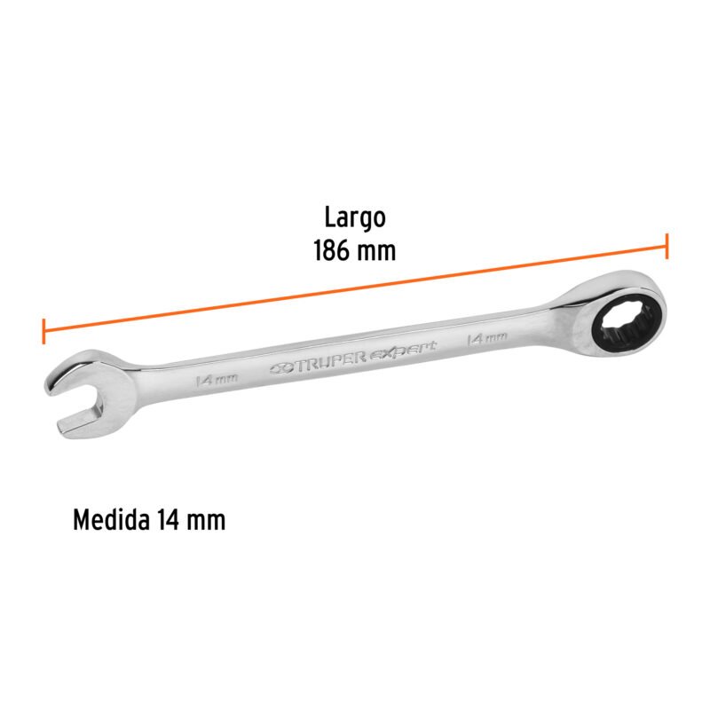 Código: 15746 Llave combinada con matraca 14 mm x 186 mm largo, Expert LL-2014MX