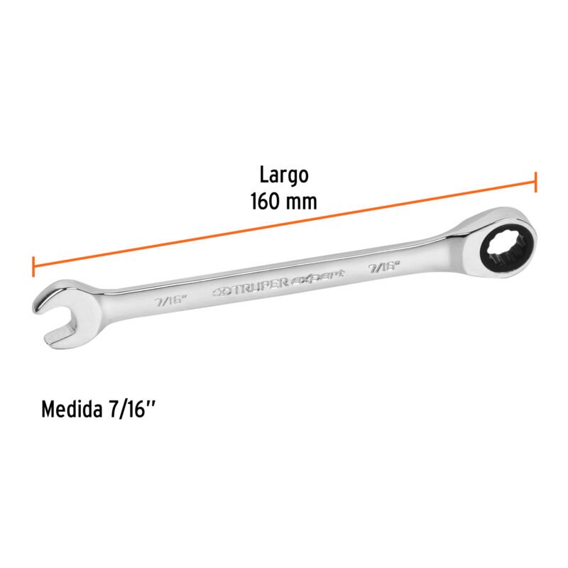 Código: 15737 Llave combinada con matraca 7/16' x 160 mm largo, Expert LL-2014X