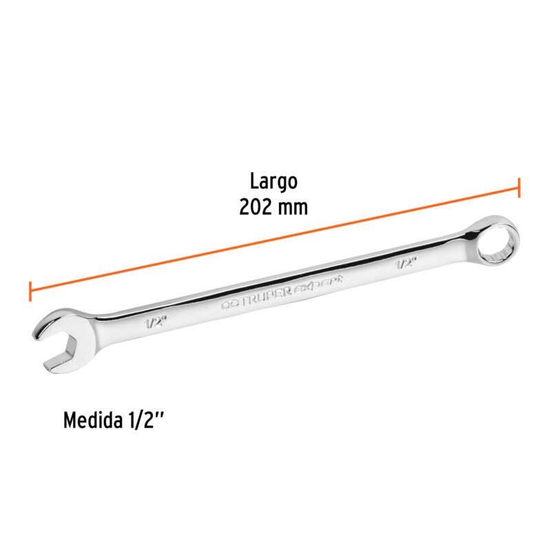 Código: 15594 Llave combinada extralarga 1/2' x 202 mm de largo, Expert LL-2016