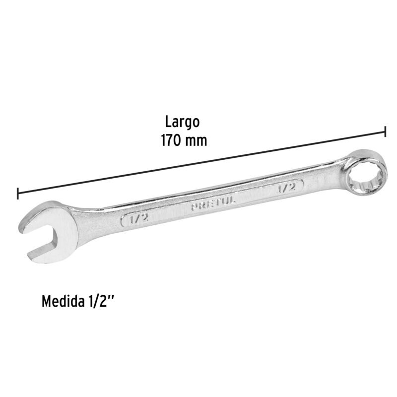 Código: 21884 Llave combinada 1/2' x 170 mm de largo, Pretul LL-2016P