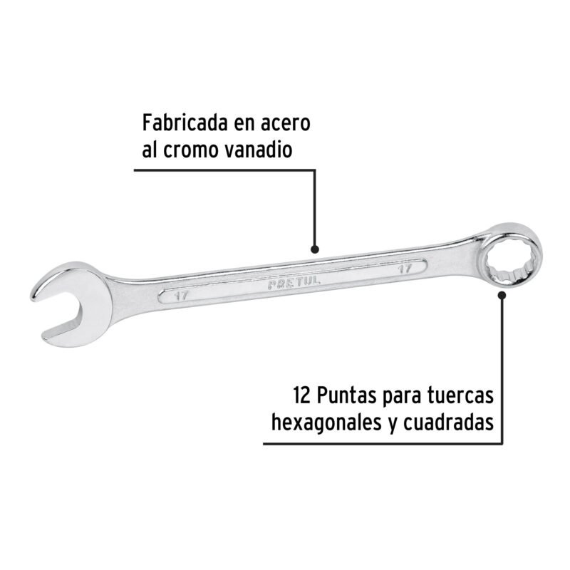 LL-2017MPFC1.jpg Código: 21911 Llave combinada 17 mm x 210 mm de largo, Pretul LL-2017MP