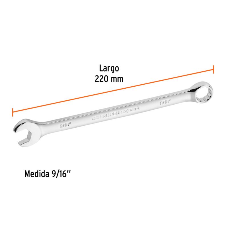 Código: 15595 Llave combinada extralarga 9/16' x 220 mm de largo, Expert LL-2018