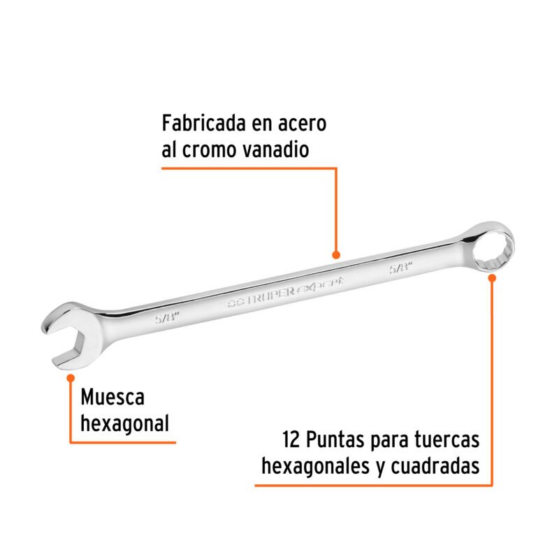 Código: 15596 Llave combinada extralarga 5/8' x 240 mm de largo, Expert LL-2020