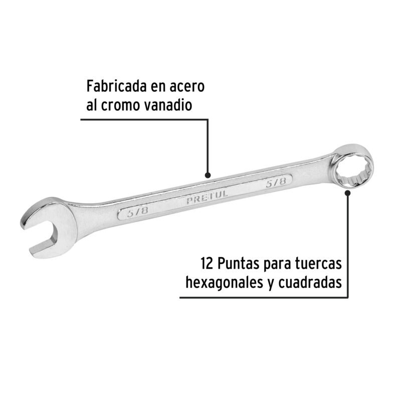 Código: 21886 Llave combinada 5/8' x 200 mm de largo, Pretul LL-2020P