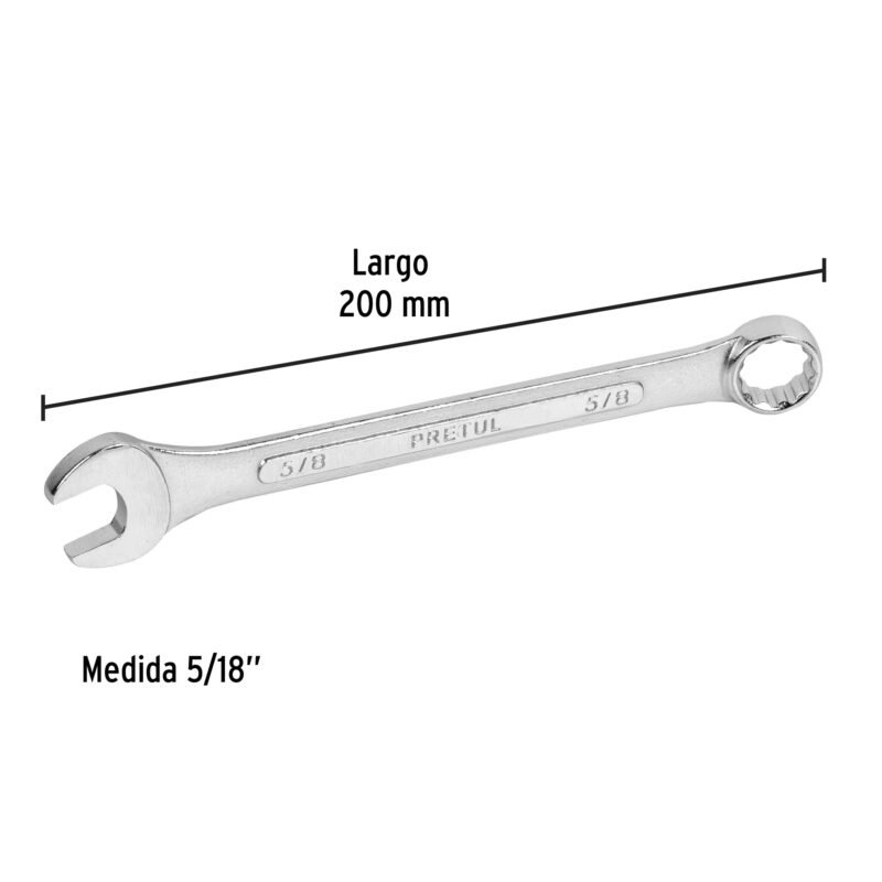 Código: 21886 Llave combinada 5/8' x 200 mm de largo, Pretul LL-2020P